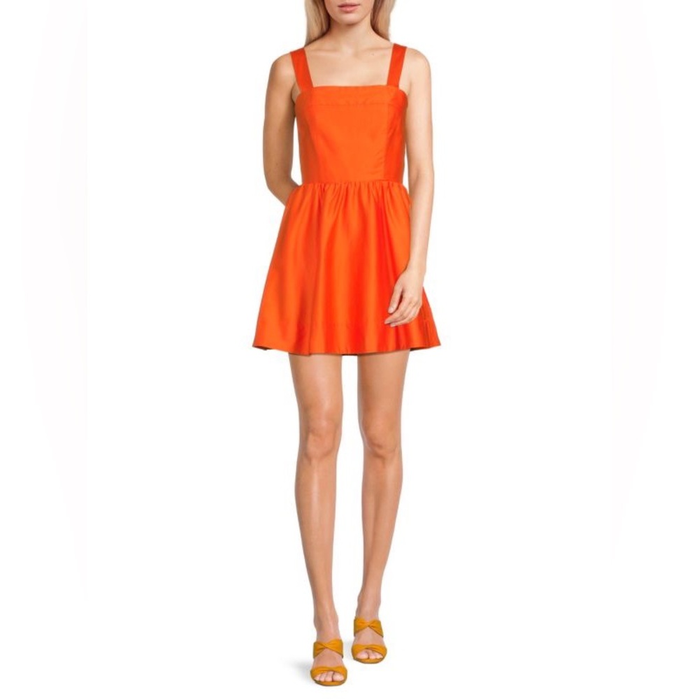 NWOT Alice + Olivia Saige Tie Back Mini Dress Size 12 Monarch Orange Cotton - Picture 15 of 16